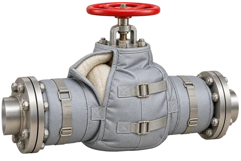 Removable valve insulation blanket — illustrative concept